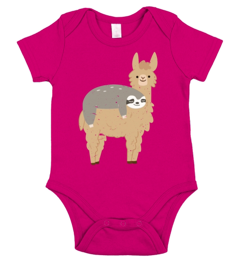 Cute and funny sloth riding a llama graphic tee Short Sleeve Baby One-Piece
