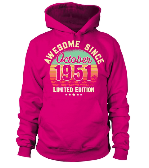 October 1951 70th Year Old Birthday Gift Retro Men's Hoodie