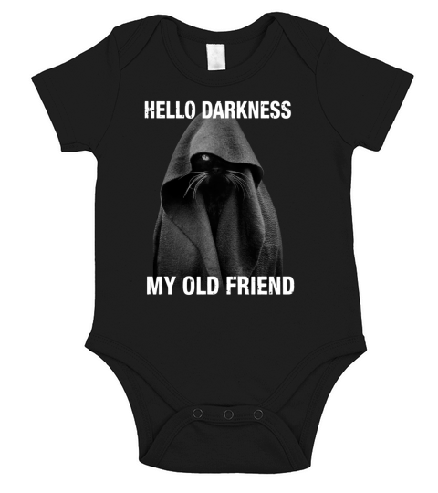 Nice Black Cat Hello Darkness My Old Friend T-Shirt Short Sleeve Baby One-Piece