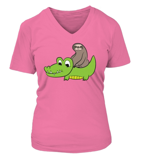 Sloth Riding On Alligator Kids Crocodile Women's V-Neck T-shirt