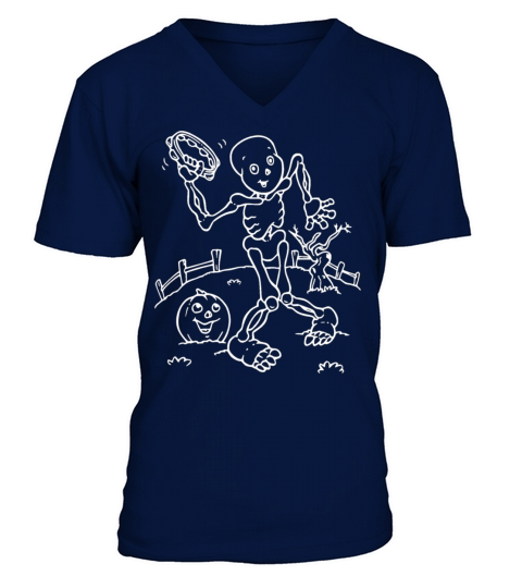 Funny skeleton poses for halloween funny pumpkin Men's V-Neck T-shirt
