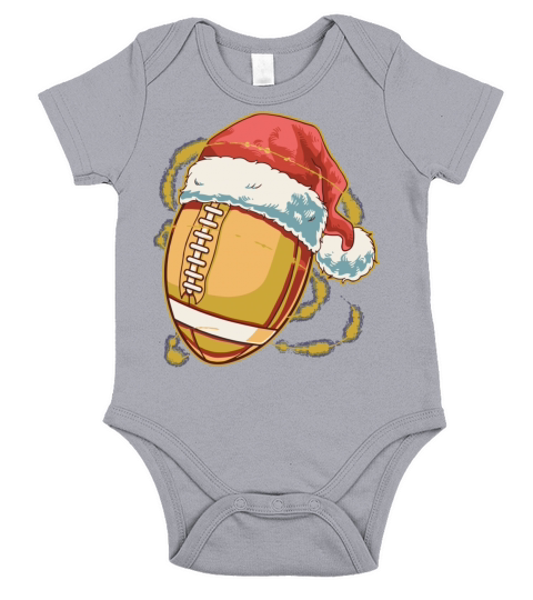 Christmas Football Ball Santa Hat Funny Sport Short Sleeve Baby One-Piece