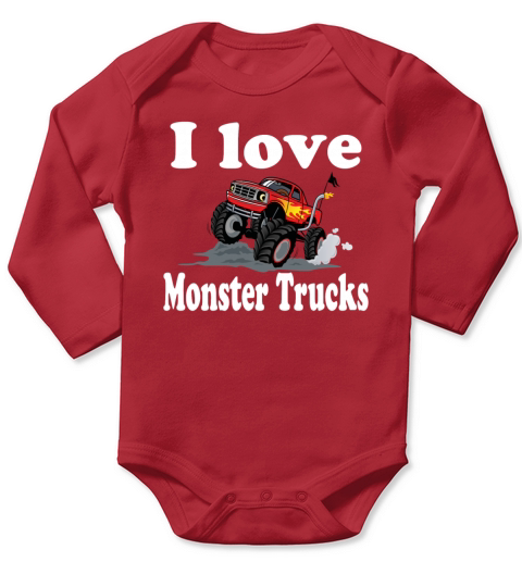 i love monster trucks Long Sleeve Baby One-Piece