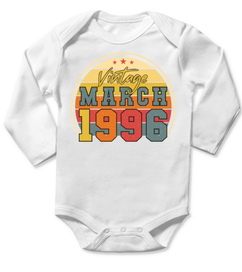 Vintage Funny March 1996 Long Sleeve Baby One-Piece