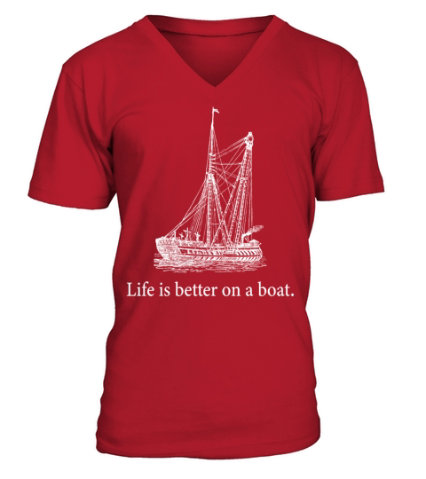 Life Is Better On A Boat Sailboat Sketch Sailing Men's V-Neck T-shirt