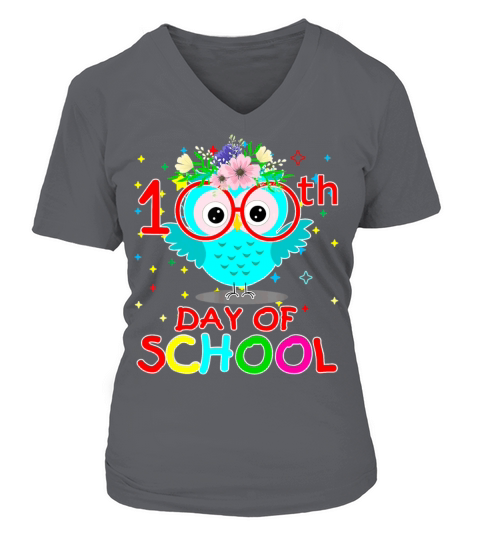 100 Days Of School Cute Owl Happy 100th Day Women's V-Neck T-shirt