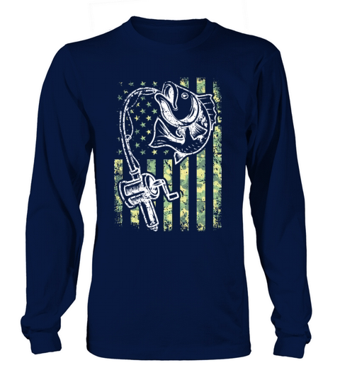 Vintage American Flag Fishing Camouflage Women's Long Sleeve