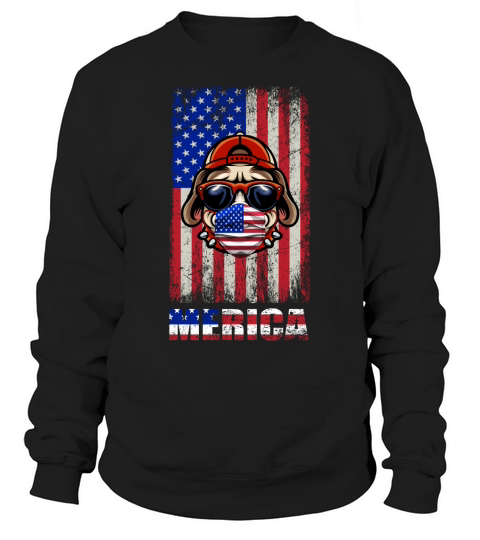 American Flag Pug Sweatshirt Unisex