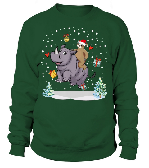 santa sloth riding rhino lover funny christmas Women's Sweatshirt