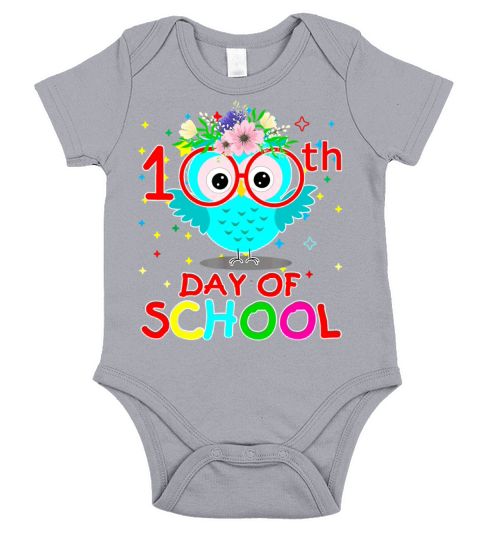100 Days Of School Cute Owl Happy 100th Day Short Sleeve Baby One-Piece
