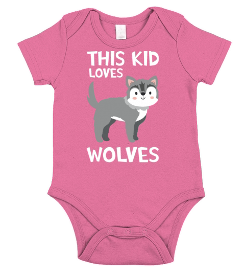 This Kid Loves Wolves I Kids Wolf Motif Short Sleeve Baby One-Piece