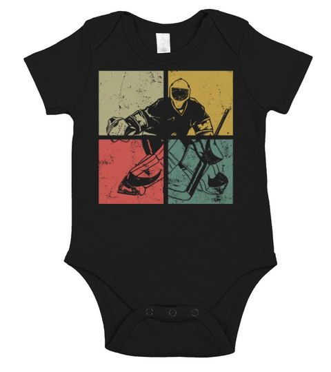 Ice Hockey Goalie Vintage Retro Short Sleeve Baby One-Piece