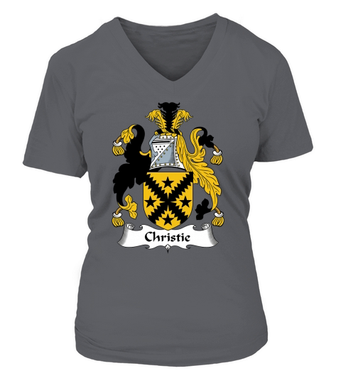 Christie Family Crest Scottish Family Crests V-neck T-Shirt Woman