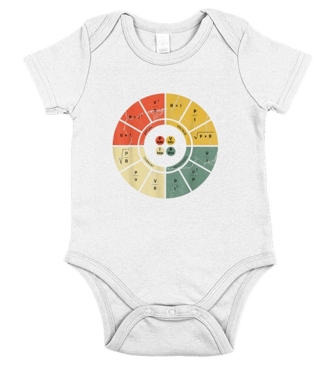Vintage Ohms Law Diagram Electrical Electronics Engineer Short Sleeve Baby One-Piece