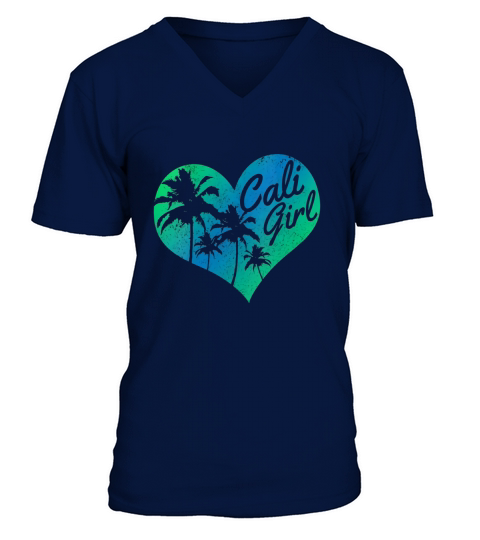 Cali Girl Vintage California Heart Palm Trees Summer Gift V-Neck T-shirt