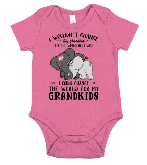 Elephant I Could Change World For My Grandkids Short Sleeve Baby One-Piece