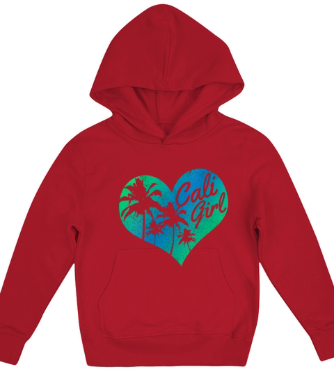 Cali Girl Vintage California Heart Palm Trees Summer Gift Kids Hoodie