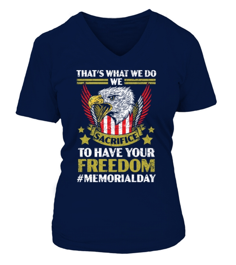 Memorial Day Patriotic Heroicness USA Flag V-neck T-Shirt Woman