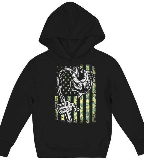 Vintage American Flag Fishing Camouflage Kids Hoodie