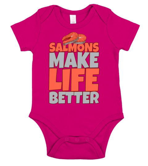 Funny Salmon Saying Fish Fish Short Sleeve Baby One-Piece