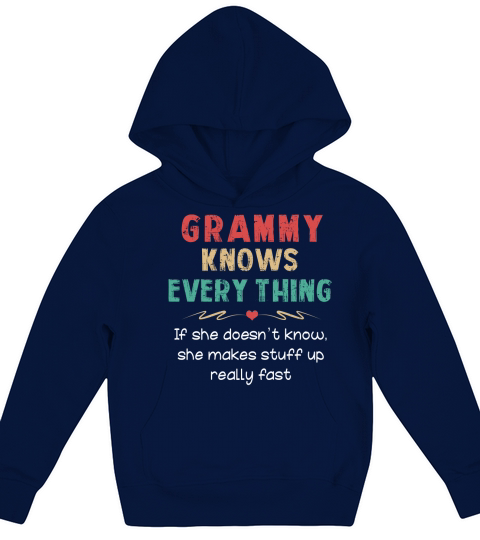 Vintage Grammy Knows Everything Quote black Kids Hoodie
