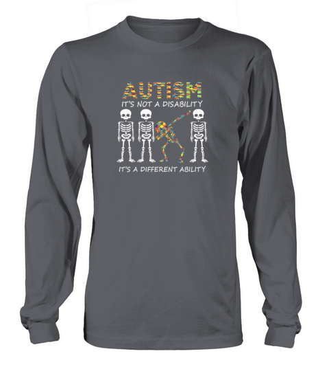Autism Its A Different Ability Dabbing Skeleton Men's Long Sleeve