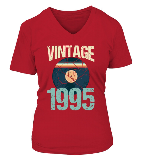 Retro Vintage 1995 25 th Birthday Record Vinyl Women's V-Neck T-shirt