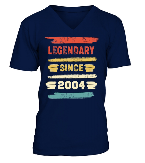 Retro Birthday Gift - Vintage Legendary Since 2004 Men's V-Neck T-shirt