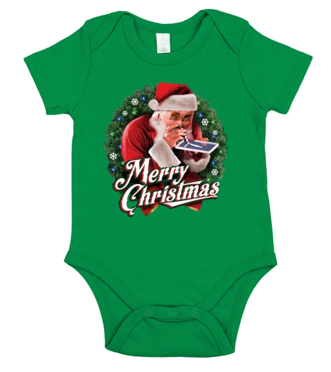 St Nick Santa Snorting Crack Cocaine On Christmas Short Sleeve Baby One-Piece