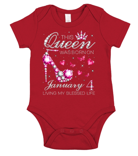 This Queen Was Born On January 4 Living My Blessed Short Sleeve Baby One-Piece