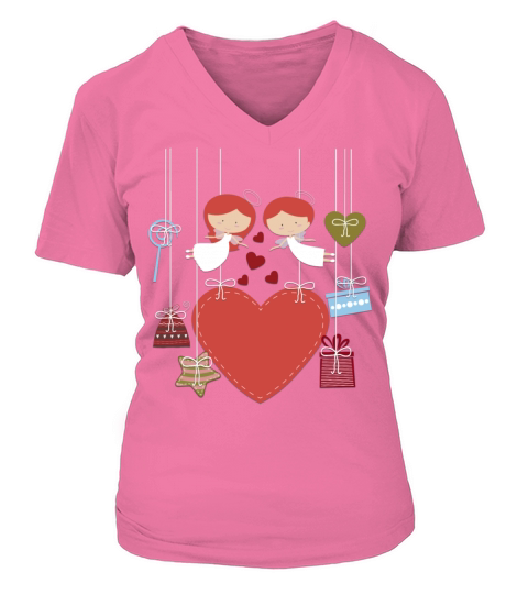 Valentines Day Angels Women's V-Neck T-shirt