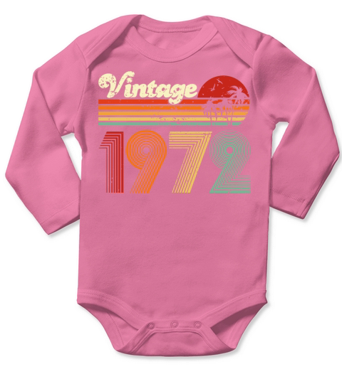 Vintage 1972 50th Birthday Fiftieth Gift men woman Long Sleeve Baby One-Piece