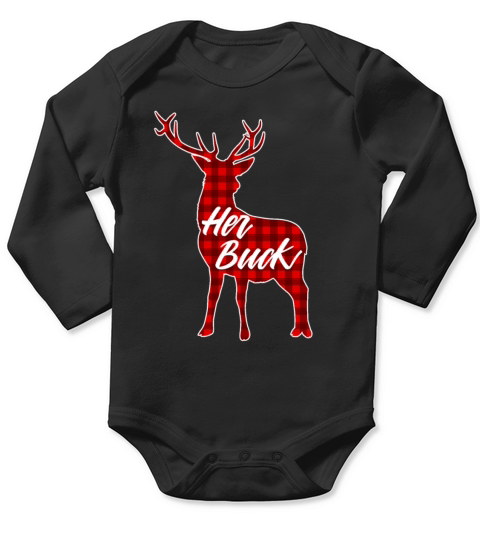 Her Buck Vintage Matching Couples Christmas Pajama Long Sleeve Baby One-Piece