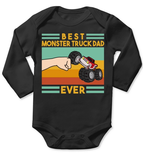 Retro Vintage Best Monster Truck Long Sleeve Baby One-Piece