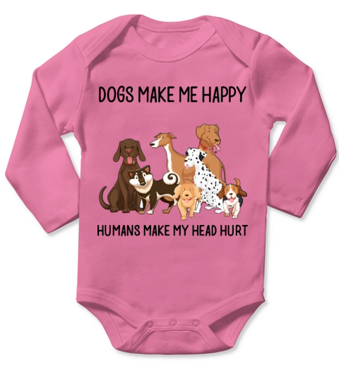 dogs make me happy humans make my head hurt husky Long Sleeve Baby One-Piece