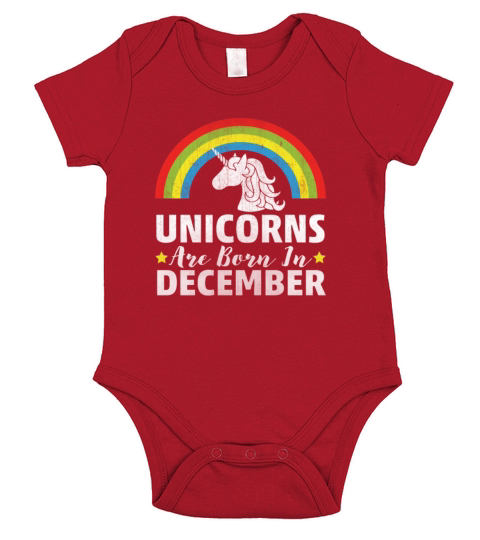 Unicorns Are Born In December Short Sleeve Baby One-Piece