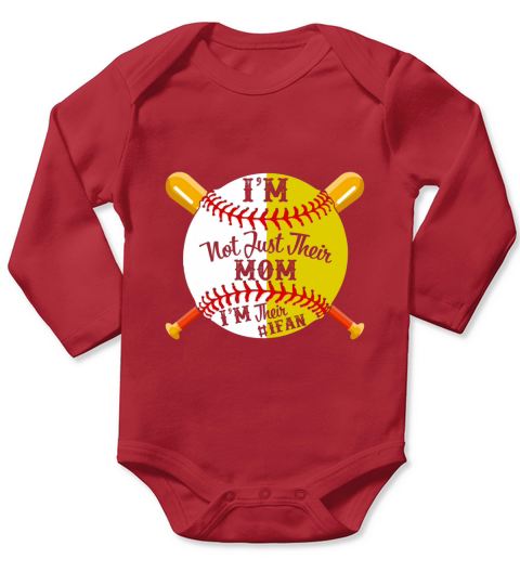 Im Their Number 1 Fan Softball Baseball Mom Long Sleeve Baby One-Piece