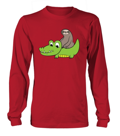 Sloth Riding On Alligator Kids Crocodile Women's Long Sleeve