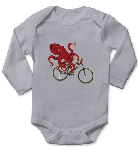 Cycling Octopus Bicycle Enthusiast Invertebrate Long Sleeve Baby One-Piece