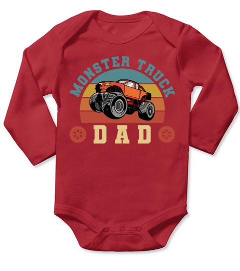 Retro Vintage Monster Truck Dad Long Sleeve Baby One-Piece