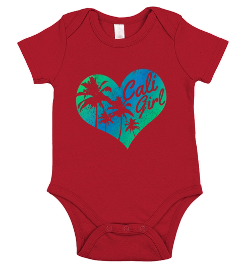 Cali Girl Vintage California Heart Palm Trees Summer Gift Short Sleeve Baby One-Piece