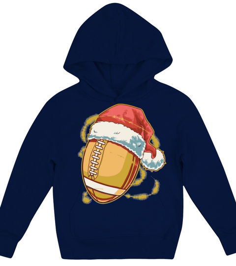 Christmas Football Ball Santa Hat Funny Sport Kids Hoodie