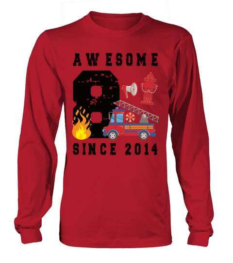 8th Birthday Gift Firefighter Boy Born in 2014 Women's Long Sleeve
