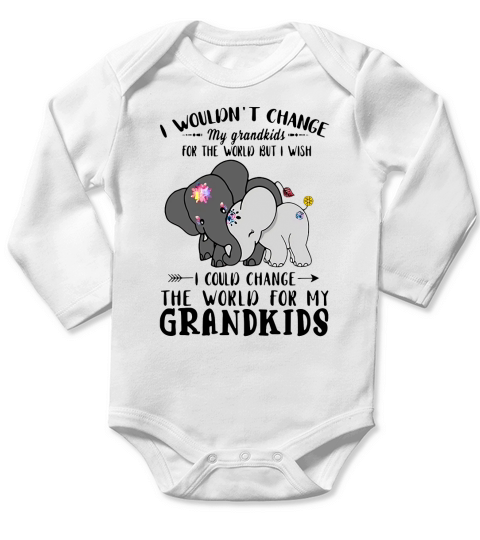 Elephant I Could Change World For My Grandkids Long Sleeve Baby One-Piece