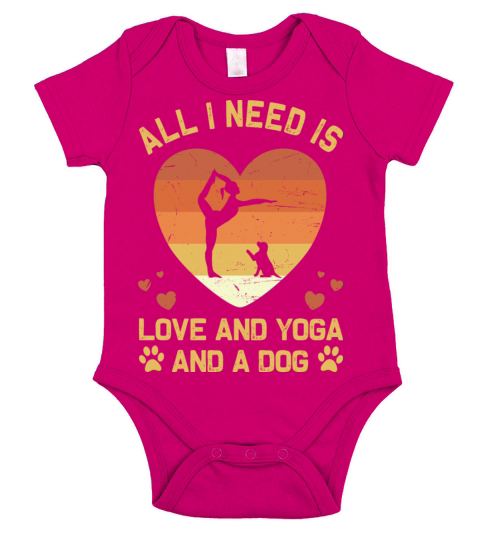 Retro All I Need Is Love And Yoga And A Dog Short Sleeve Baby One-Piece