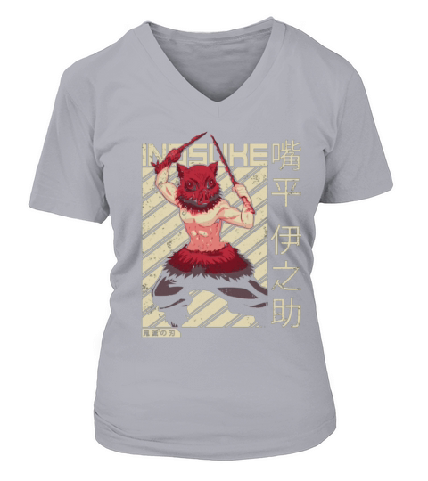 Inosuke Demon Slayer Anime T-Shirt Women's V-Neck T-shirt