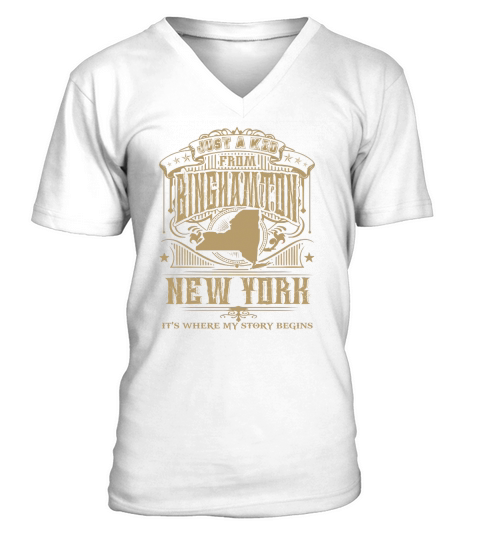Binghamton It Is Where My Story Begins New York V-Neck T-shirt