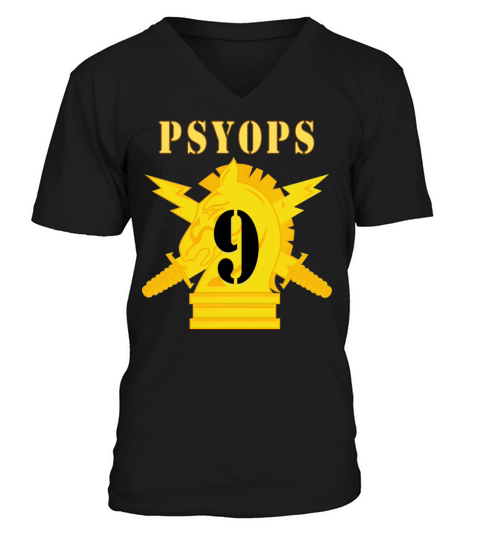 Army PSYOPS w Branch Insignia 9th Battalion Men's V-Neck T-shirt