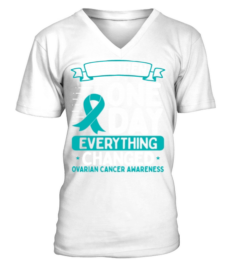 Ovarian Cancer Awareness Warrior Survivor Ribbon V-Neck T-shirt