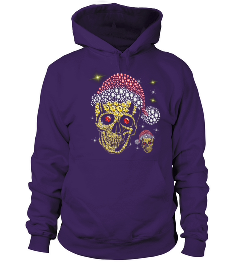 diamond skull in santa hat christmas Men's Hoodie